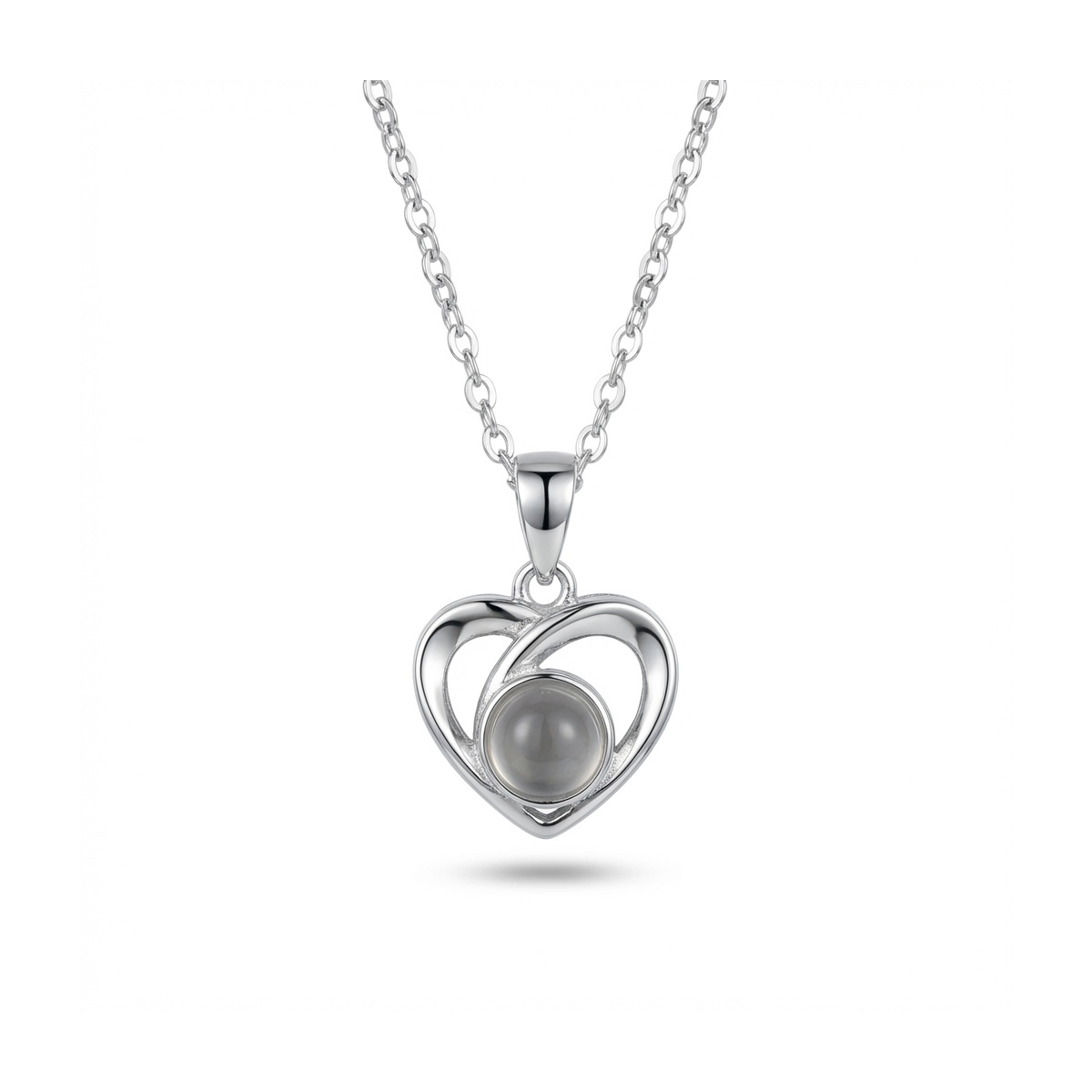 925 Sterling Silver Heart Pendant Necklace with Black Stone | Dublin Silver