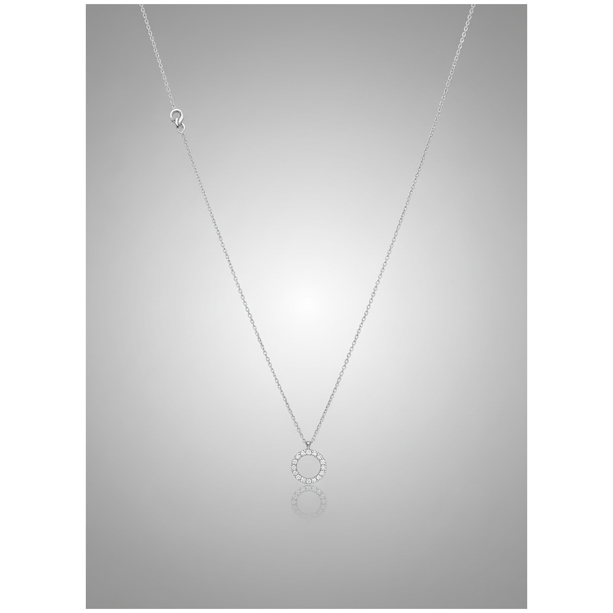 Dublin Silver 925 Sterling Silver Circle Pendant Necklace with Cubic Zirconia