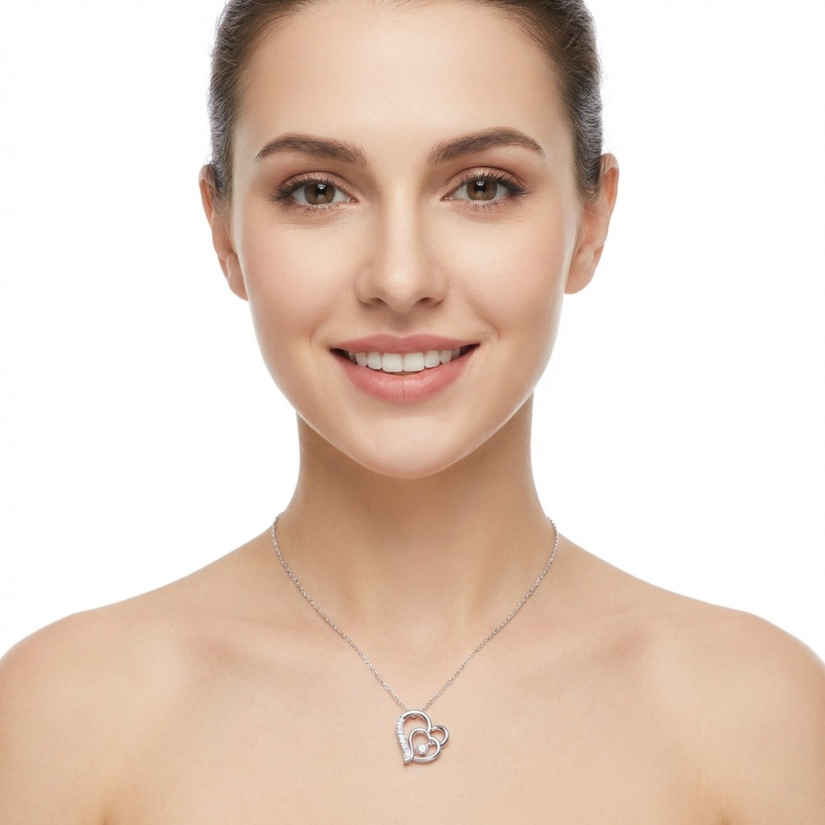 925 Sterling Silver Heart CZ Pendant Necklace | Dublin Silver