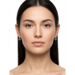 Dublin Silver 925 Sterling Silver Floral Hoop Earrings with Green Stones