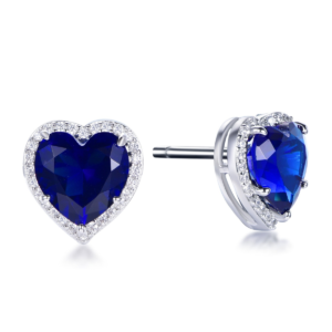 Elegant 925 sterling silver earrings with dark blue glass accents and cubic zirconia