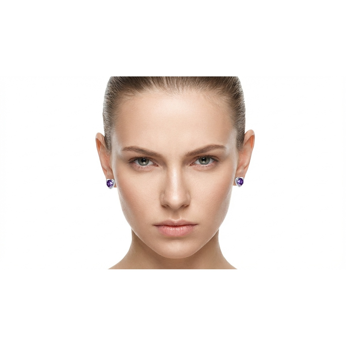 Elegant 925 Sterling Silver Dark Purple CZ Earrings