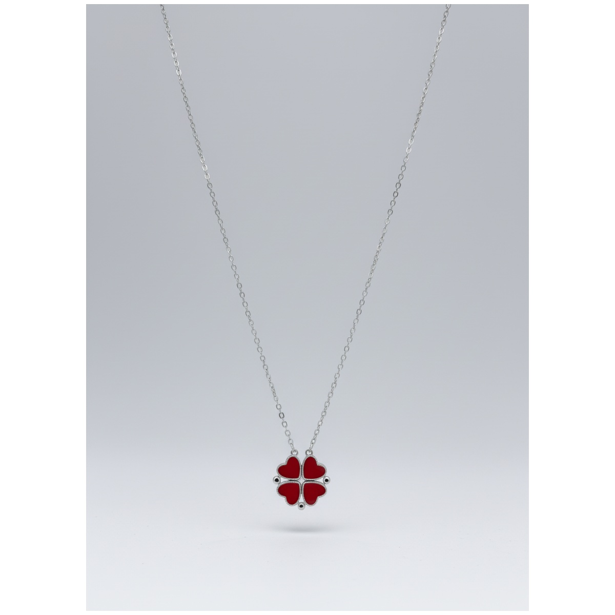 925 Sterling Silver Heart Clover Pendant Necklace 18-inch Chain | Dublin Silver