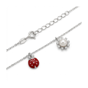 925 Sterling Silver Ladybird and Flower Pendant Necklace | Dublin Silver
