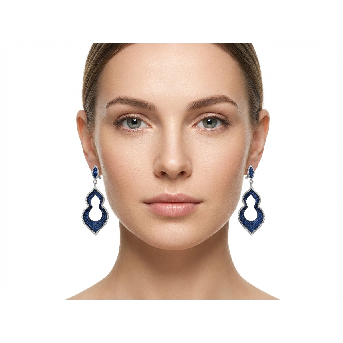 Dublin Silver 925 Sterling Silver Blue Gemstone Dangle Earrings