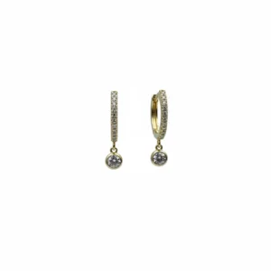 Elegant 925 sterling silver gold-plated drop earrings with cubic zirconia