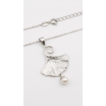 Sterling Silver Ginkgo Leaf Pendant Necklace with Pearl | Dublin Silver