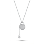 Sterling silver minimalist pendant necklace with adjustable chain, front view