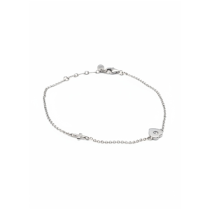 Sterling silver bracelet with heart and cross design, lobster clasp closure