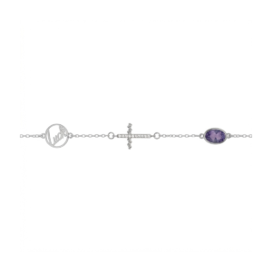 925 Sterling Silver Charm Bracelet with Amethyst Accent | Dublin Silver