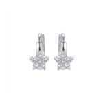 Sterling silver floral crystal stud earrings, front view