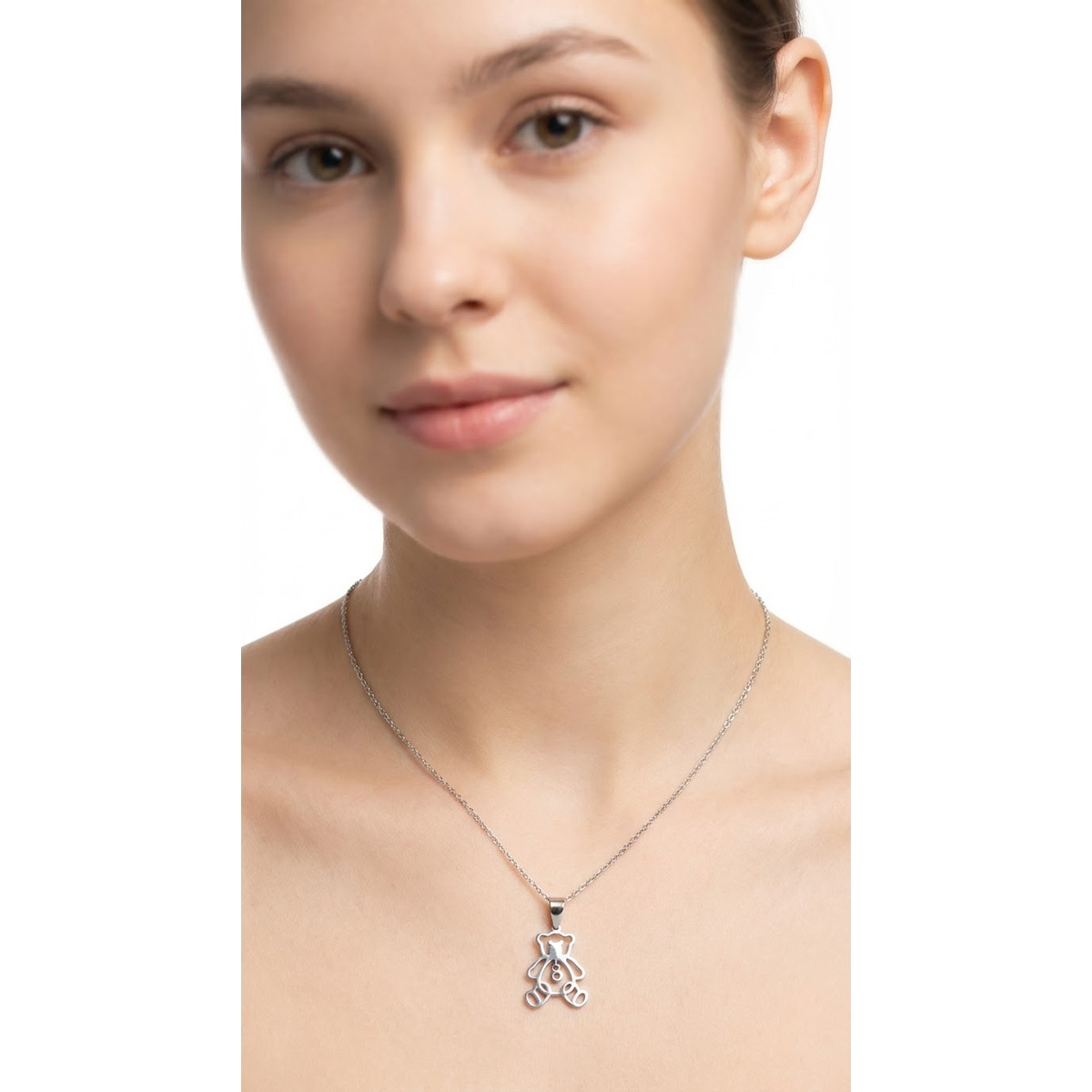 Dublin Silver 925 Sterling Silver Teddy Bear Pendant Necklace