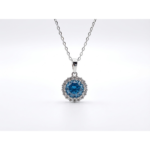 925 Sterling Silver Blue Crystal Pendant Necklace 18-inch Chain | Dublin Silver