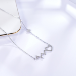925 Sterling Silver Heartbeat CZ Pendant Necklace | Dublin Silver