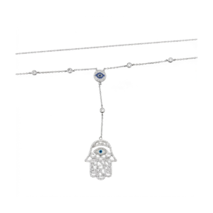 925 Sterling Silver Hamsa Hand Necklace Evil Eye Pendant | Dublin Silver