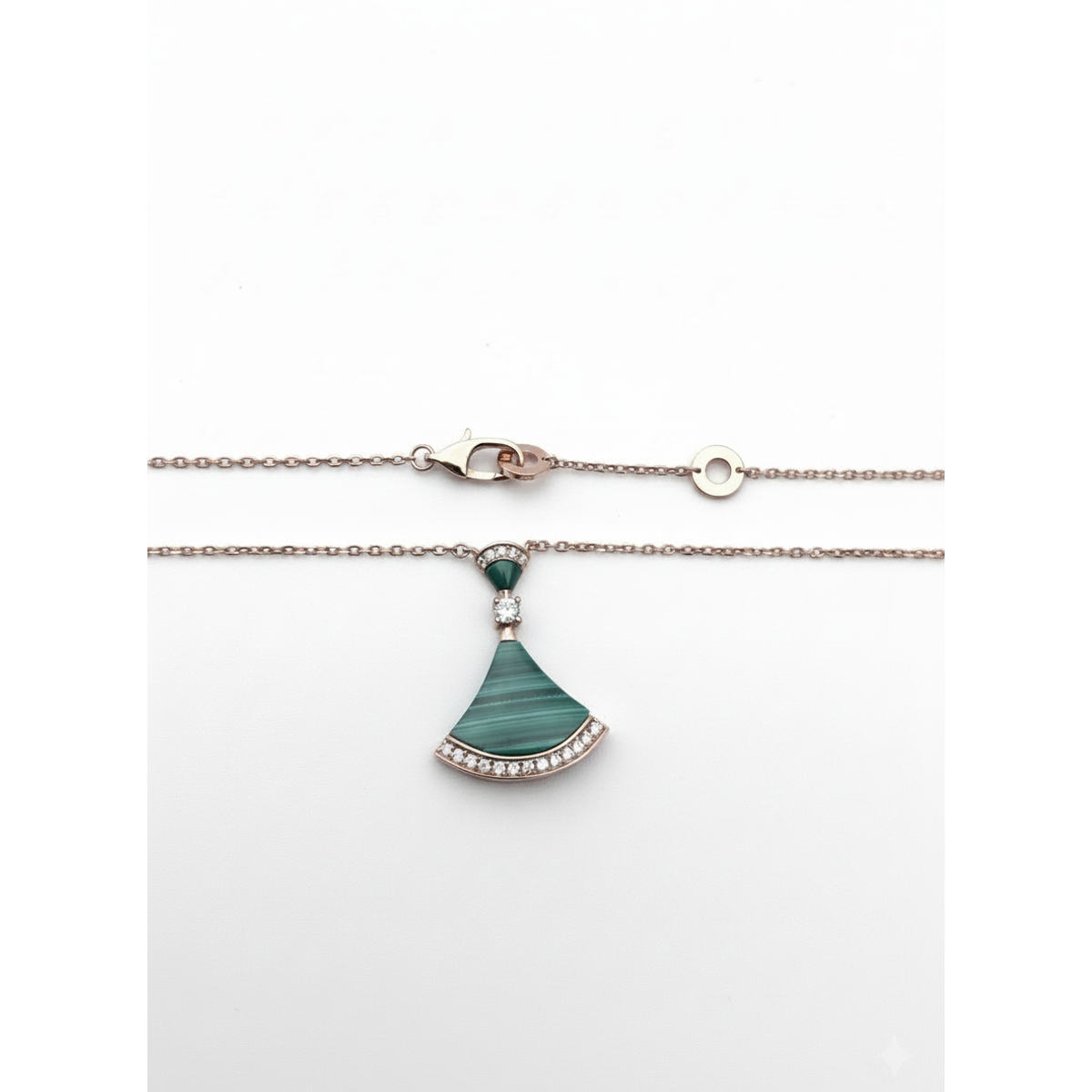 925 Sterling Silver Malachite Pendant Necklace with Rose Gold Plating | Dublin Silver