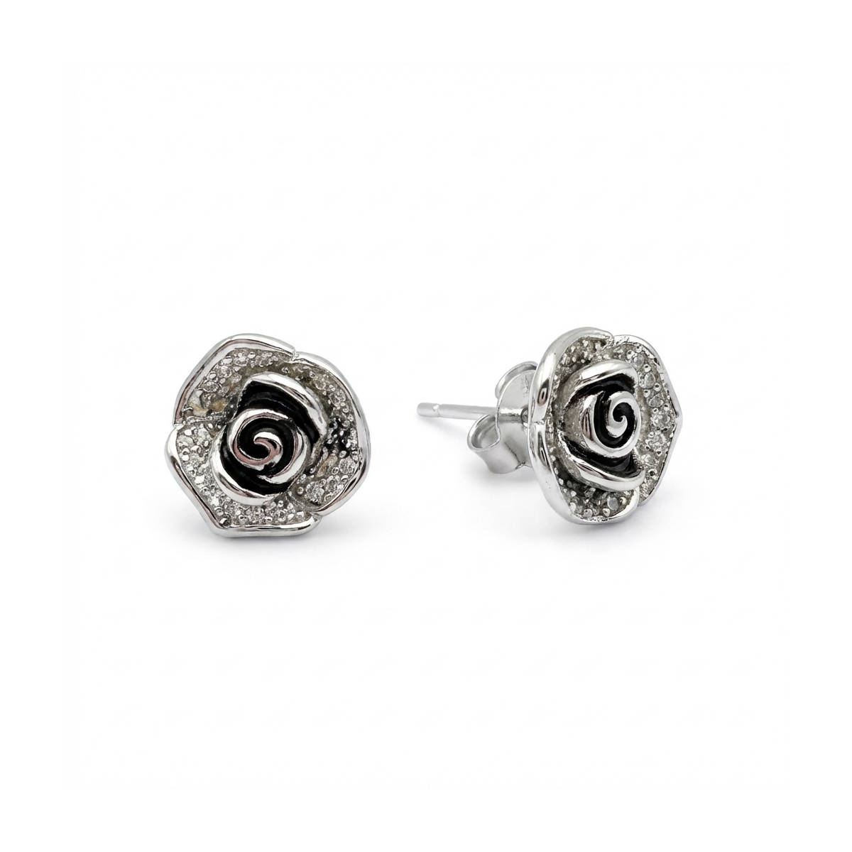 925 Sterling Silver Rose Stud Earrings Elegant Design | Dublin Silver