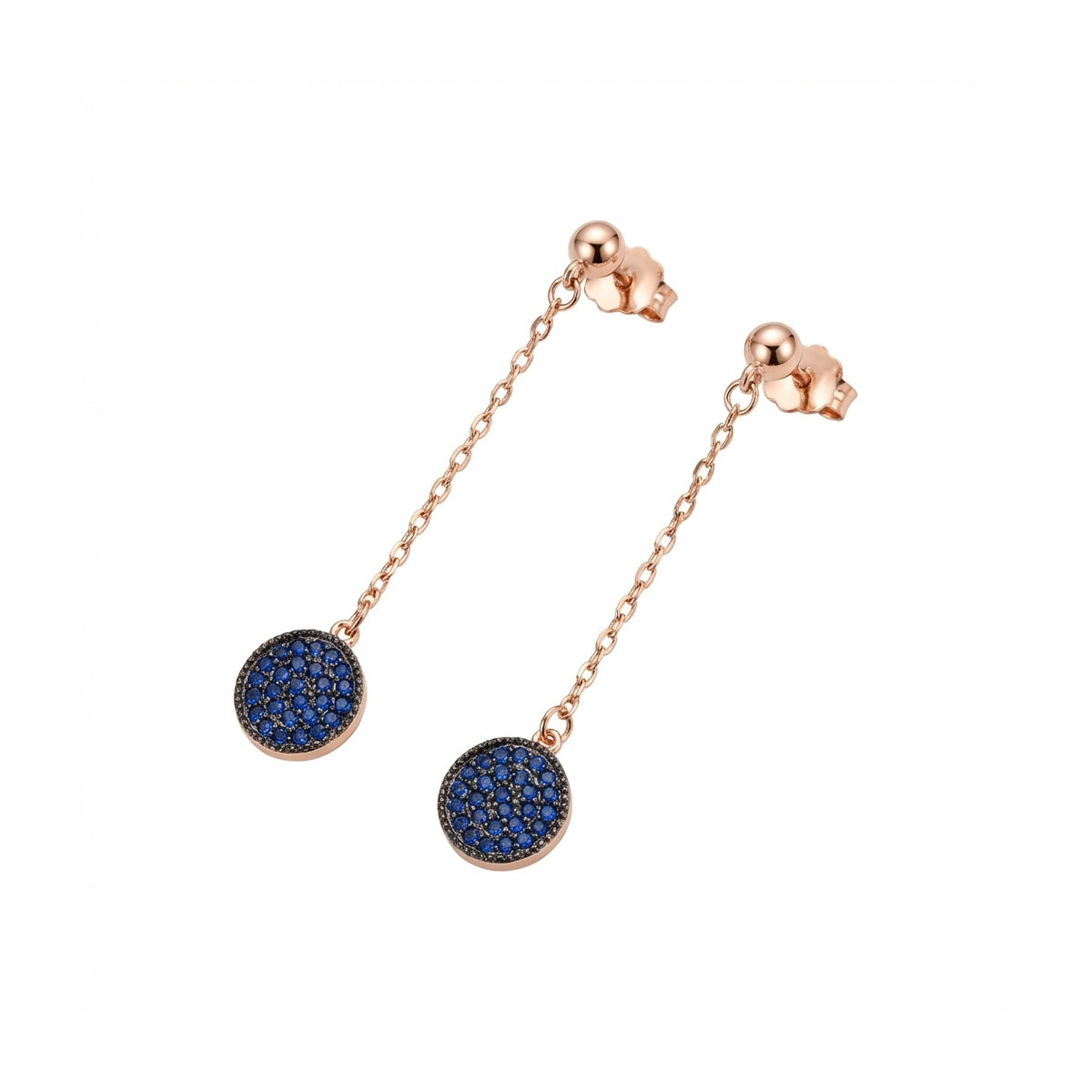 925 Sterling Silver Modern Dangle Earrings with Blue Stones | Dublin Silver