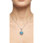 925 Sterling Silver Blue Crystal Pendant Necklace 18-inch Chain | Dublin Silver