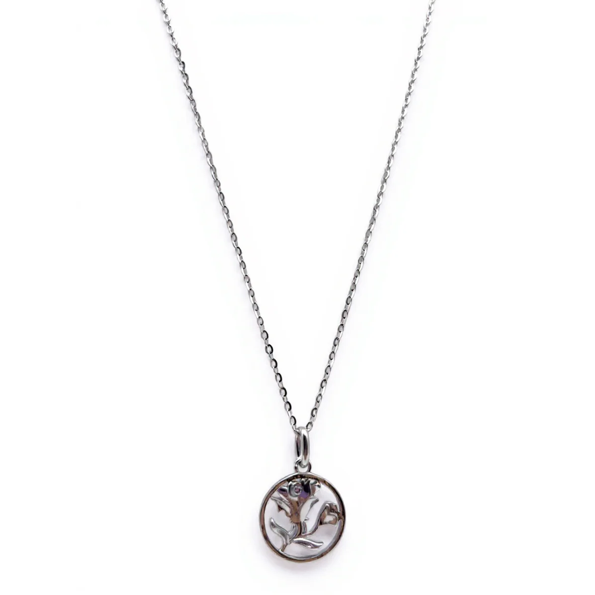 Dublin Silver 925 Sterling Silver Rose Pendant Necklace