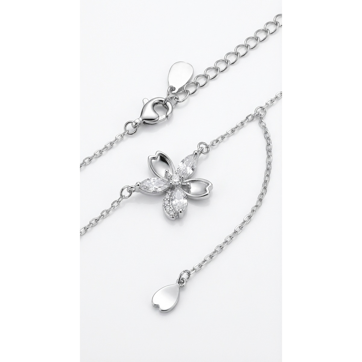 925 Sterling Silver Floral Pendant Necklace Adjustable Chain | Dublin Silver