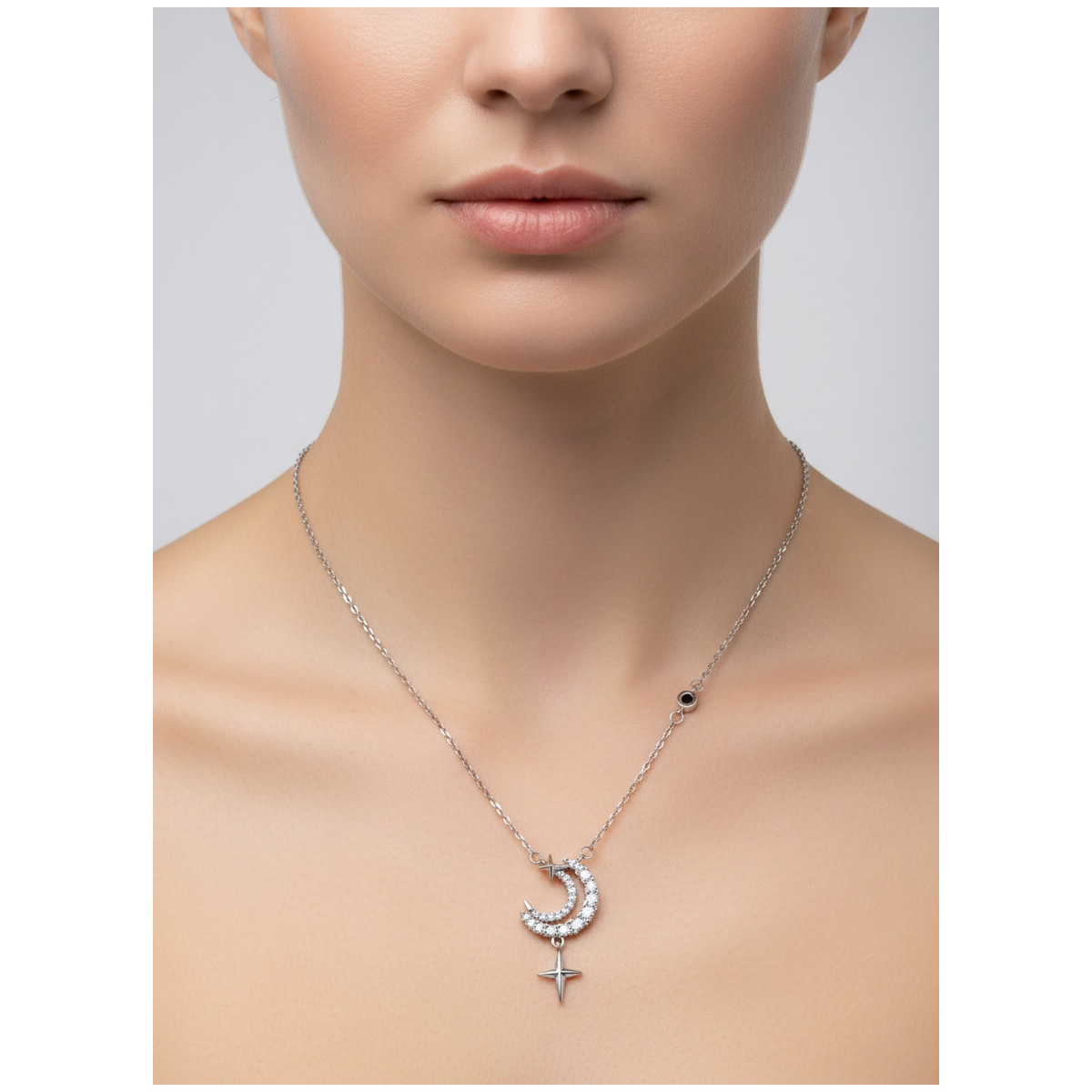 Dublin Silver 925 Sterling Silver Moon and Star Pendant Necklace