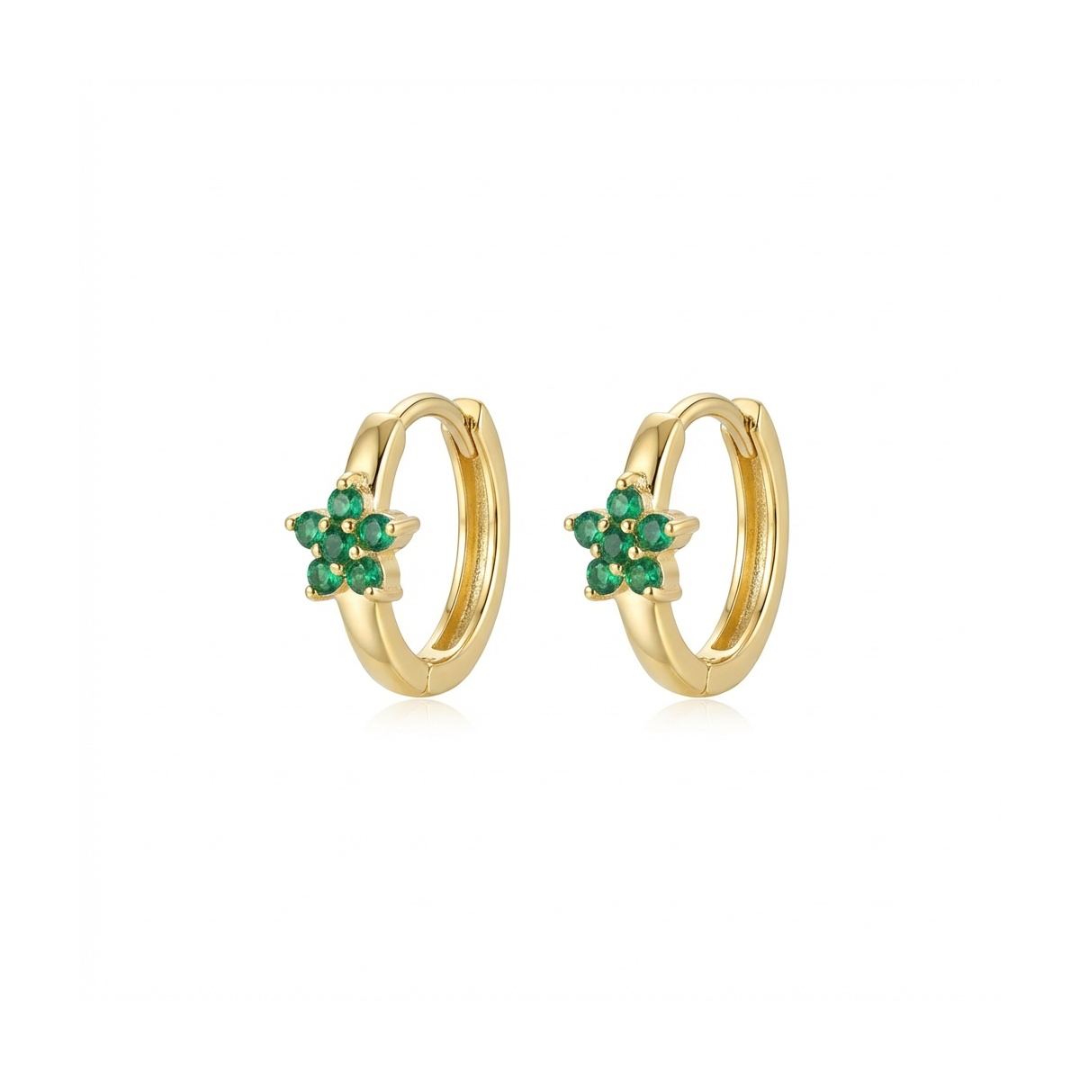 925 Sterling Silver Floral Hoop Earrings with Green Stones | Dublin Silver