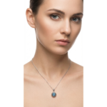 925 Sterling Silver Blue Crystal Pendant Necklace 18-inch Chain | Dublin Silver