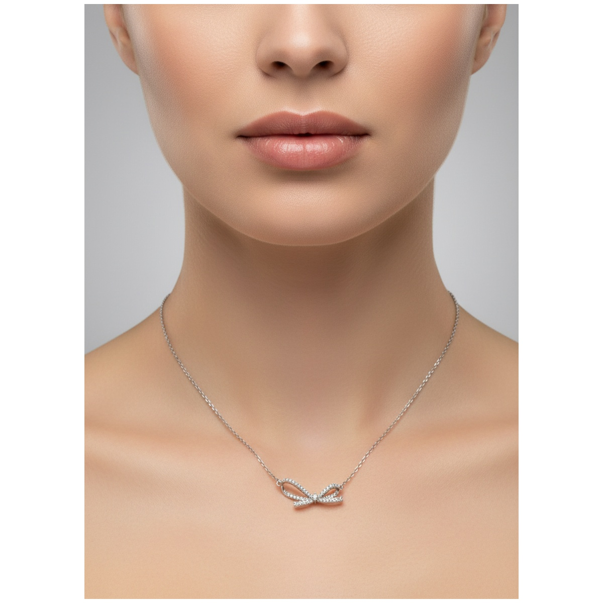 Dublin Silver 925 Sterling Silver Bow Necklace Delicate Chain