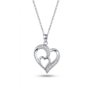 925 Sterling Silver Heart Pendant with Cubic Zirconia | Dublin Silver