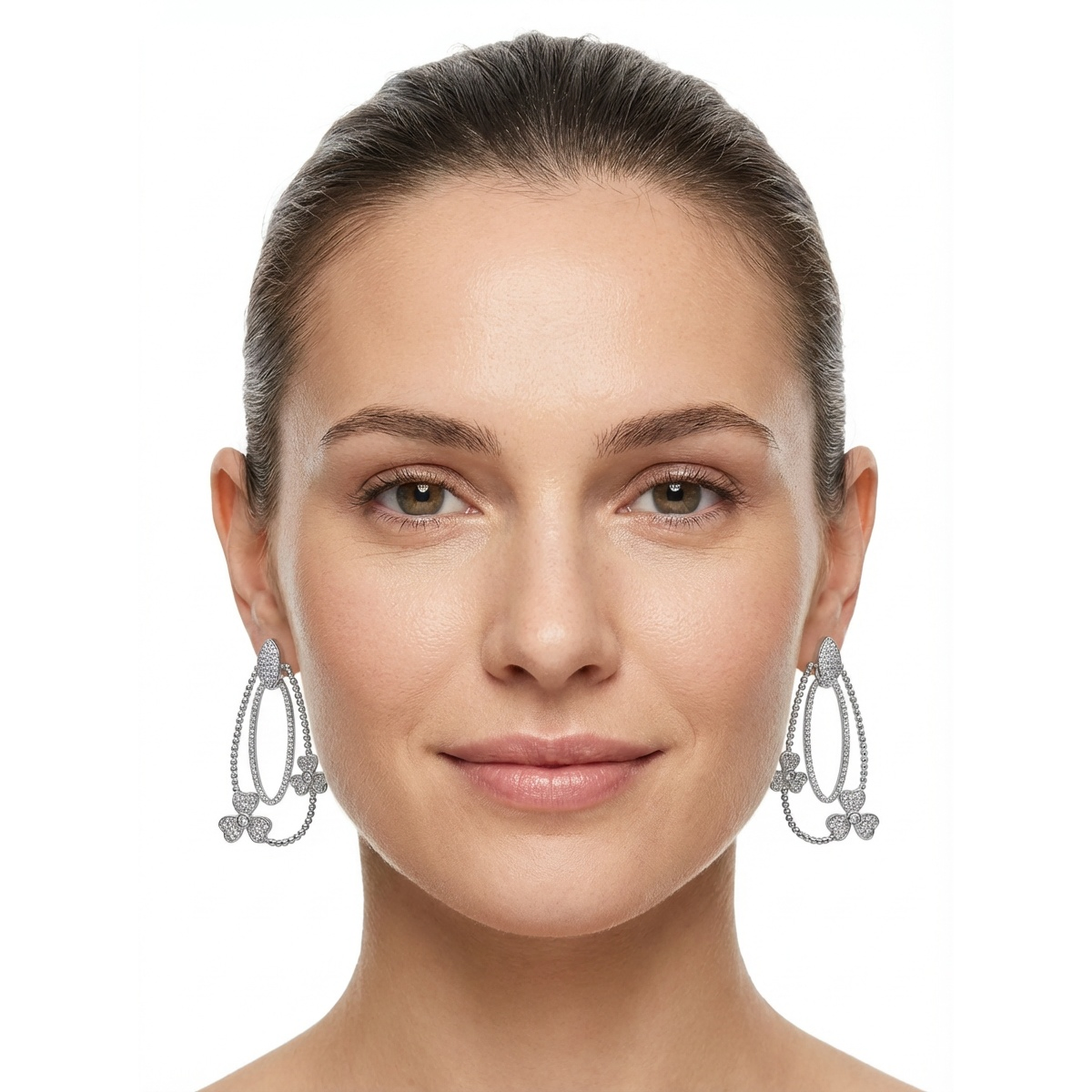 Dublin Silver 925 Sterling Silver Irish Clover Dangle Earrings