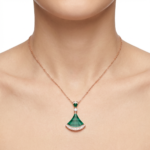 925 Sterling Silver Malachite Pendant Necklace with Rose Gold Plating | Dublin Silver
