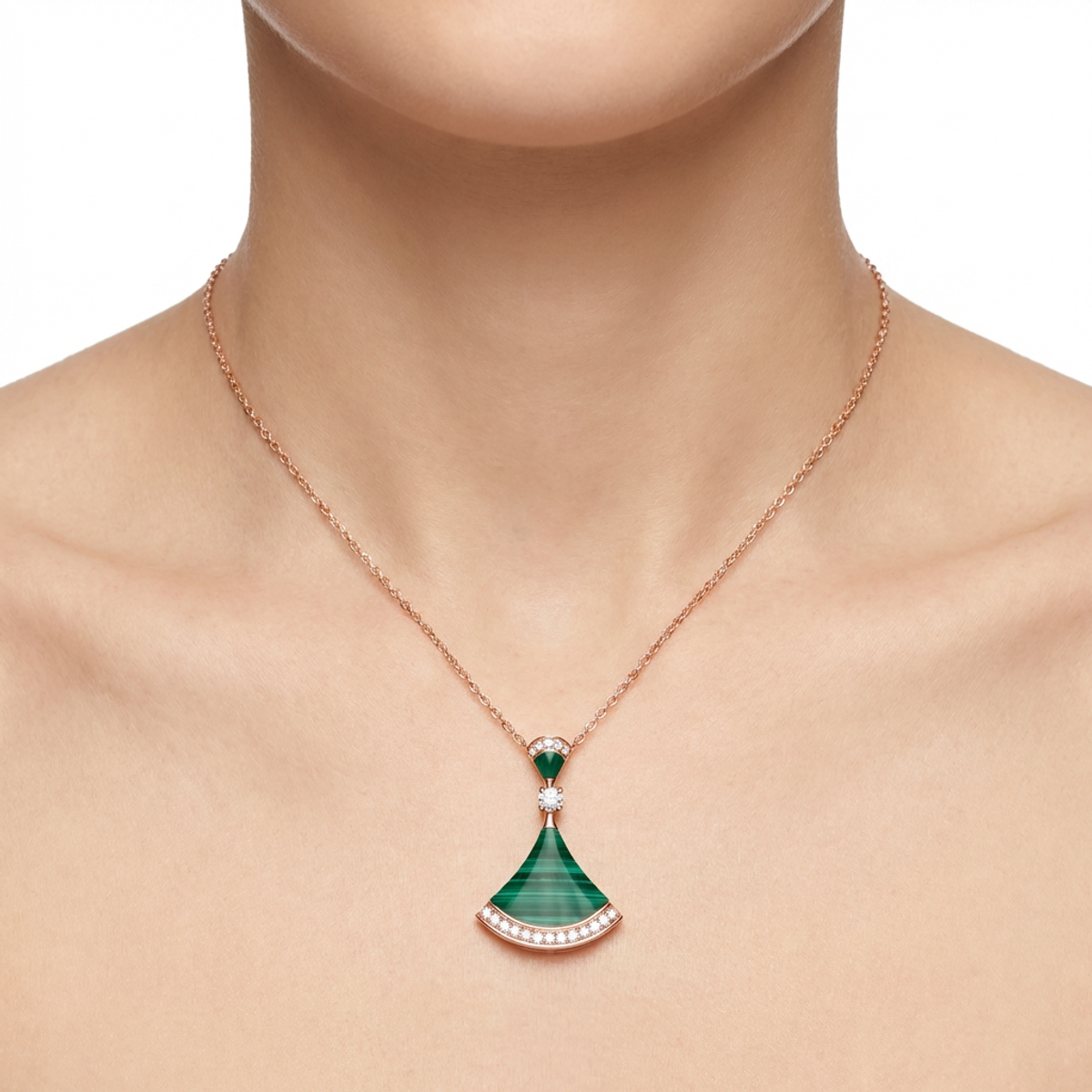 925 Sterling Silver Malachite Pendant Necklace with Rose Gold Plating | Dublin Silver