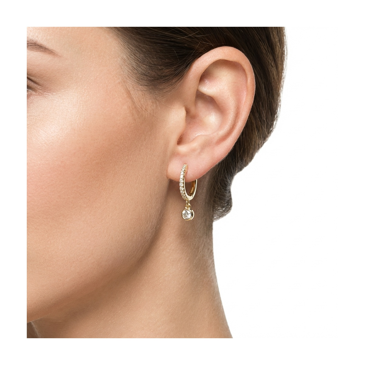 Elegant 925 Sterling Silver Gold-Plated Drop Earrings with Cubic Zirconia