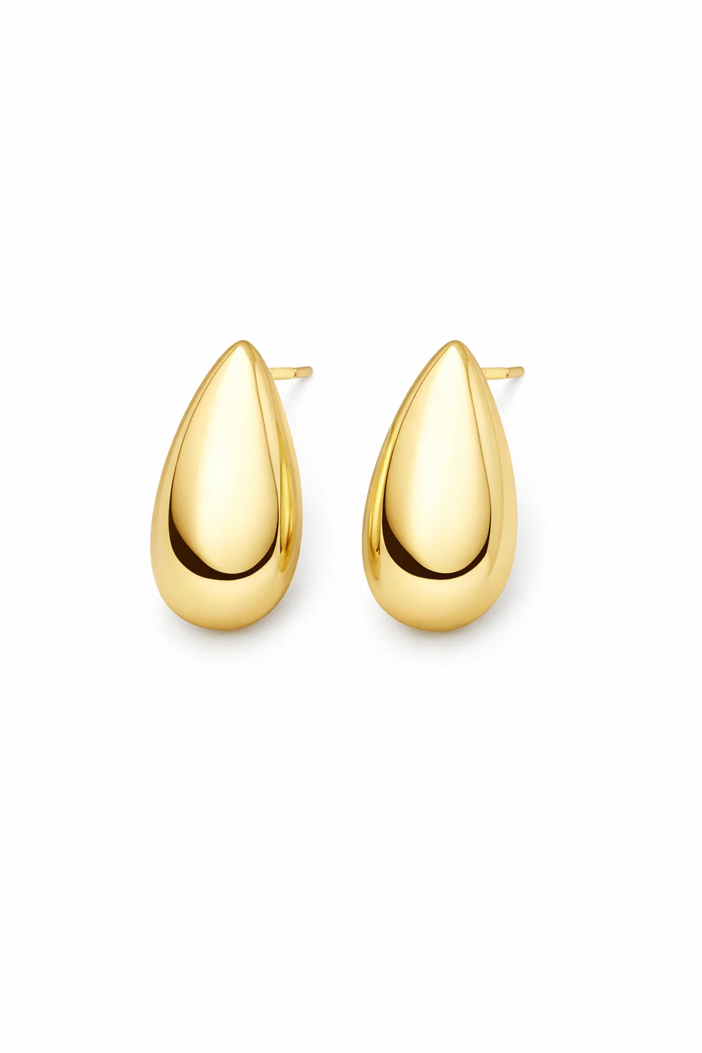 Gold-plated sterling silver teardrop earrings, front view