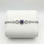 925 Sterling Silver Heart Amethyst Bracelet | Dublin Silver