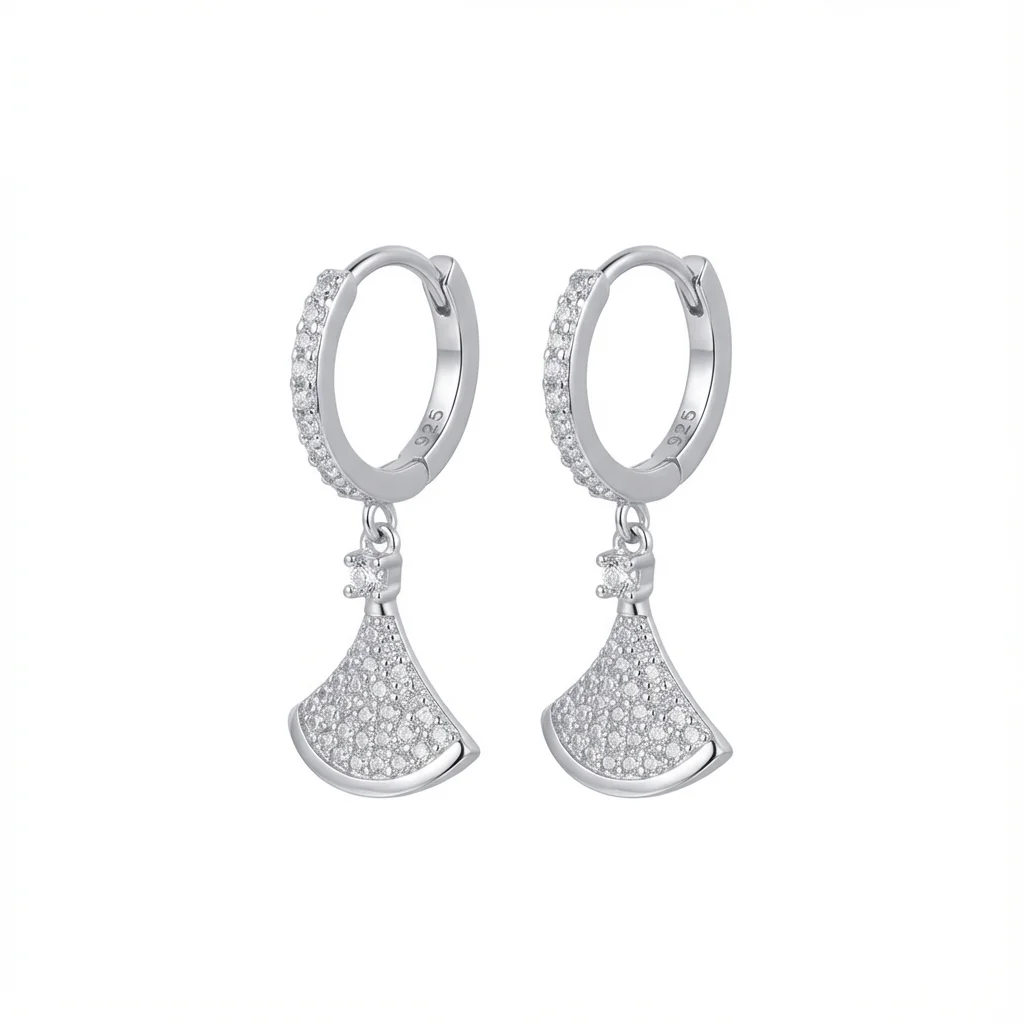 Sterling silver drop earrings with crystal accents, front view