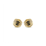 Gold-plated rose stud earrings in 925 sterling silver, front view