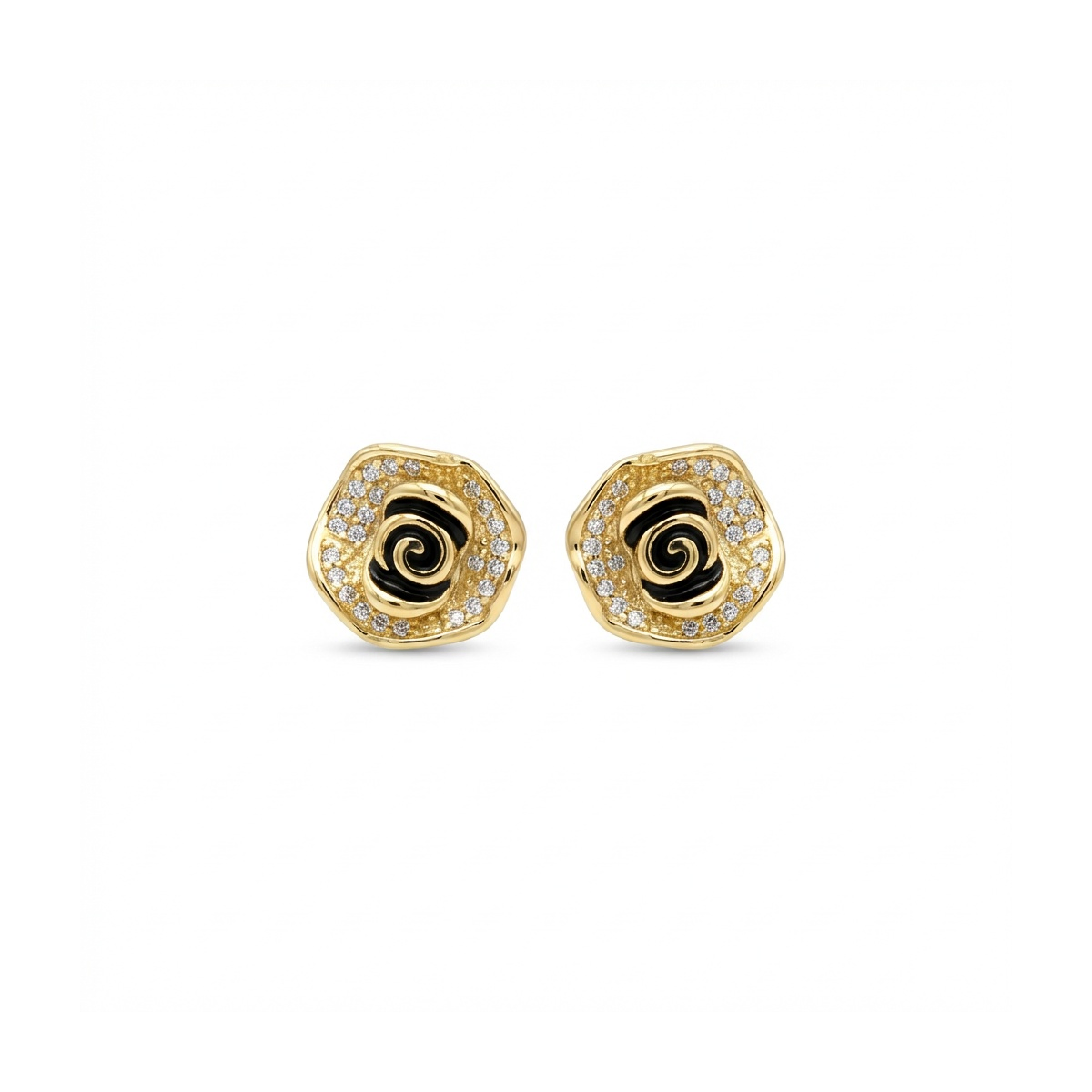 Gold-plated rose stud earrings in 925 sterling silver, front view
