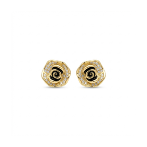 Gold-plated rose stud earrings in 925 sterling silver, front view