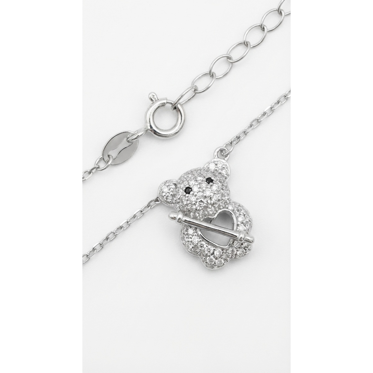 Dublin Silver 925 Sterling Silver Teddy Bear Pendant Necklace
