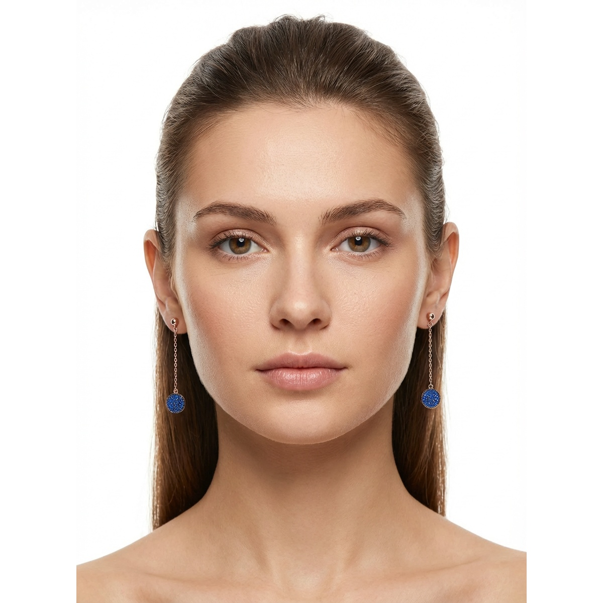 925 Sterling Silver Modern Dangle Earrings with Blue Stones | Dublin Silver