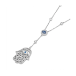 925 Sterling Silver Hamsa Hand Necklace Evil Eye Pendant | Dublin Silver