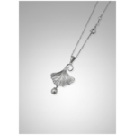 Sterling Silver Ginkgo Leaf Pendant Necklace with Pearl | Dublin Silver