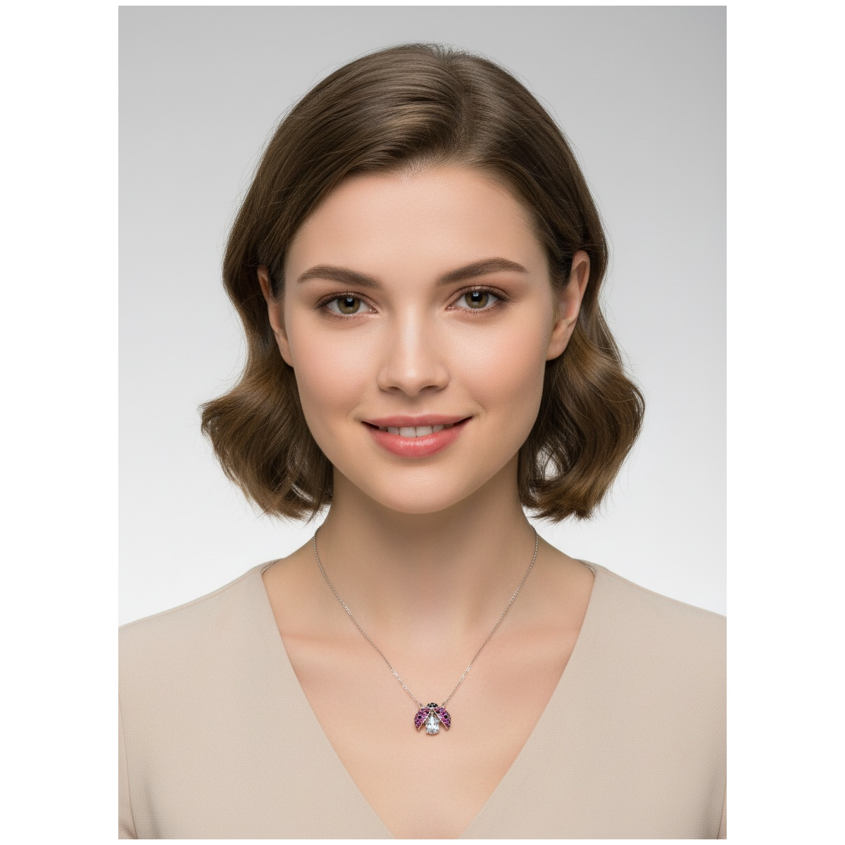 925 Sterling Silver Ladybug Pendant Necklace with Gemstones | Dublin Silver