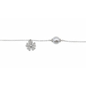 925 Sterling Silver Clover and Pearl Bracelet Lobster Clasp | Dublin Silver