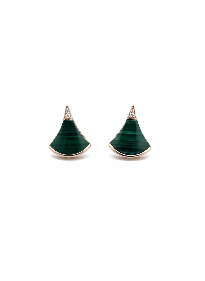 Elegant 925 sterling silver modern green malachite stud earrings from Dublin Silver