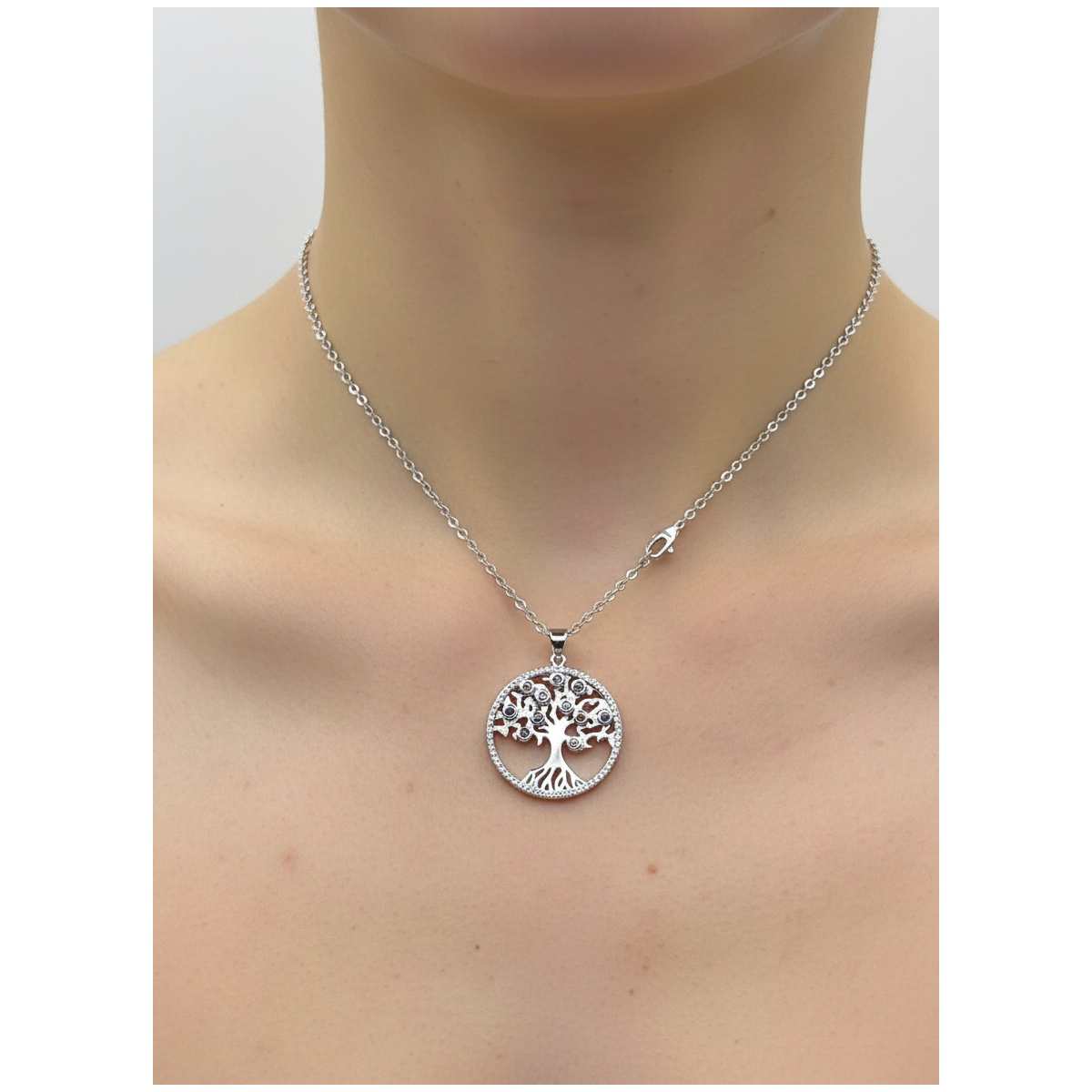 Dublin Silver 925 Sterling Silver Tree of Life Pendant with Gem Accents