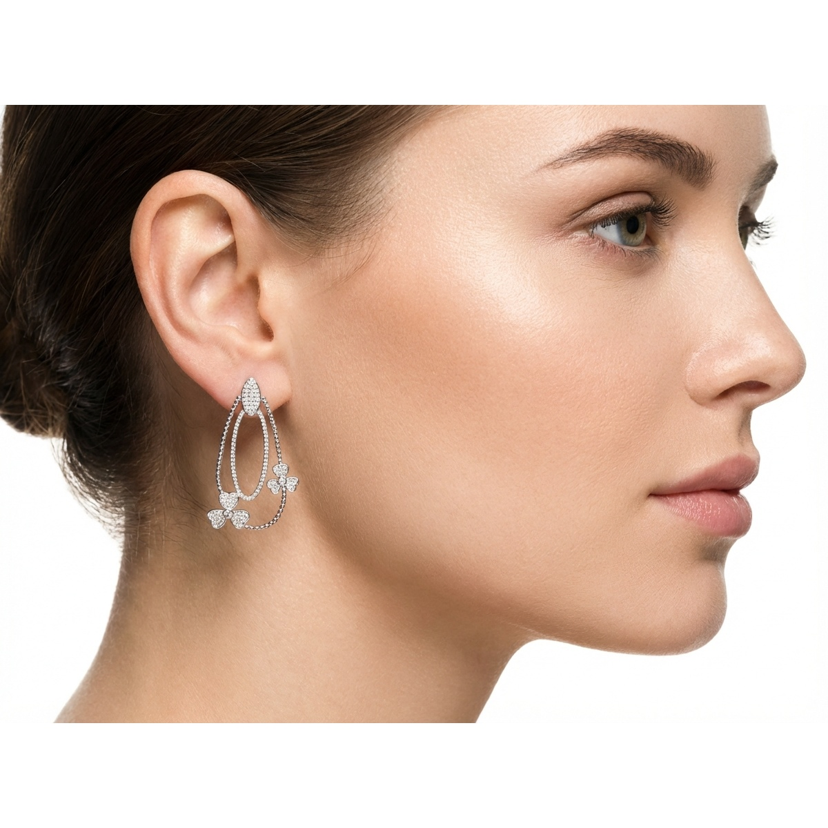 Dublin Silver 925 Sterling Silver Irish Clover Dangle Earrings