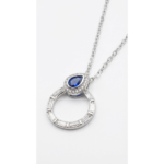 925 Sterling Silver Elegant Necklace with Blue Stone Pendant | Dublin Silver